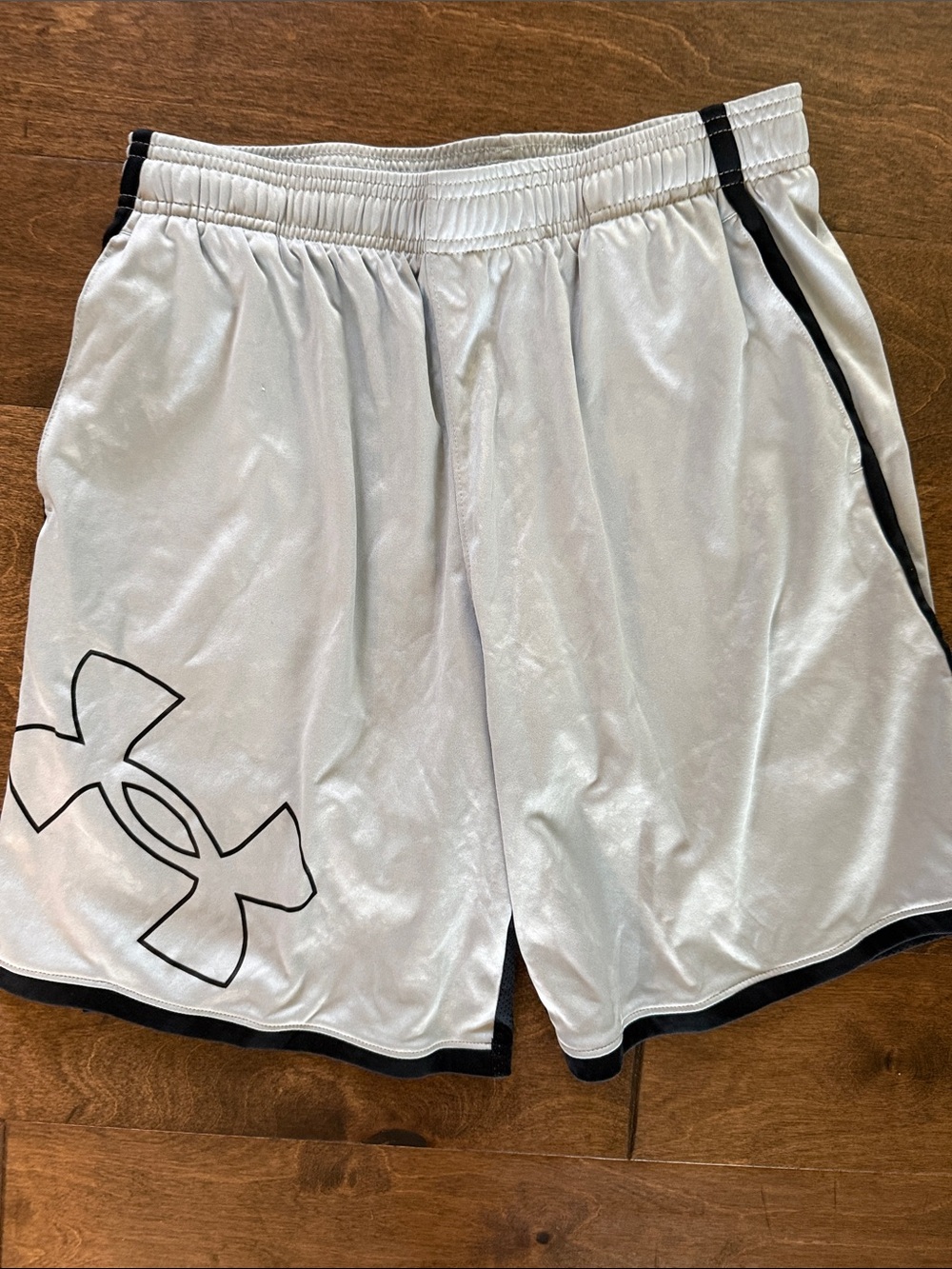 YXL Under Armour Gray Athletic Shorts with Black Trim